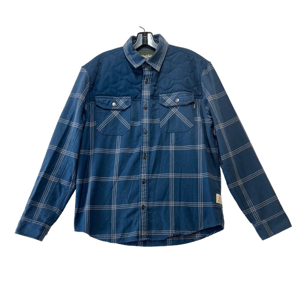 Howler Brothers Quintana Quilted Flannel Shirt Mens M Middy Blue Plaid Jacket